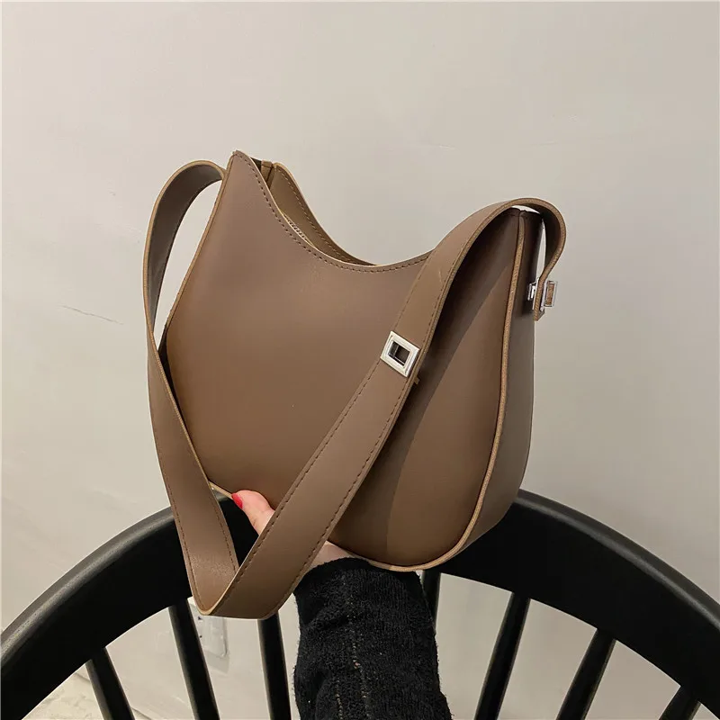 Yogodlns Half-Moon Shoulder Underarm Bag PU Leather Armpit Bag Retro Crossbody Bag Designer Ladies Portable Handbag Totes Purse