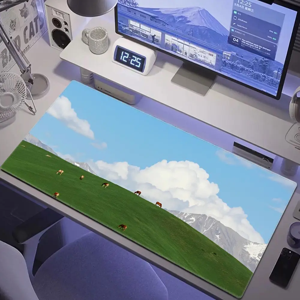 

HYBXAXC Healing landscape mouse pad, extra large green grassland workstation mat, wrist rest, custom eye-protecting computer mat