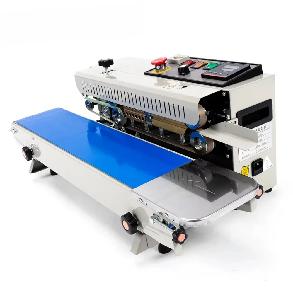 FR-770 With Counter Horizontal Printing Wheel Continuous Plastic Bag Film Band Sealing Machine Date Factory Kitchen Food