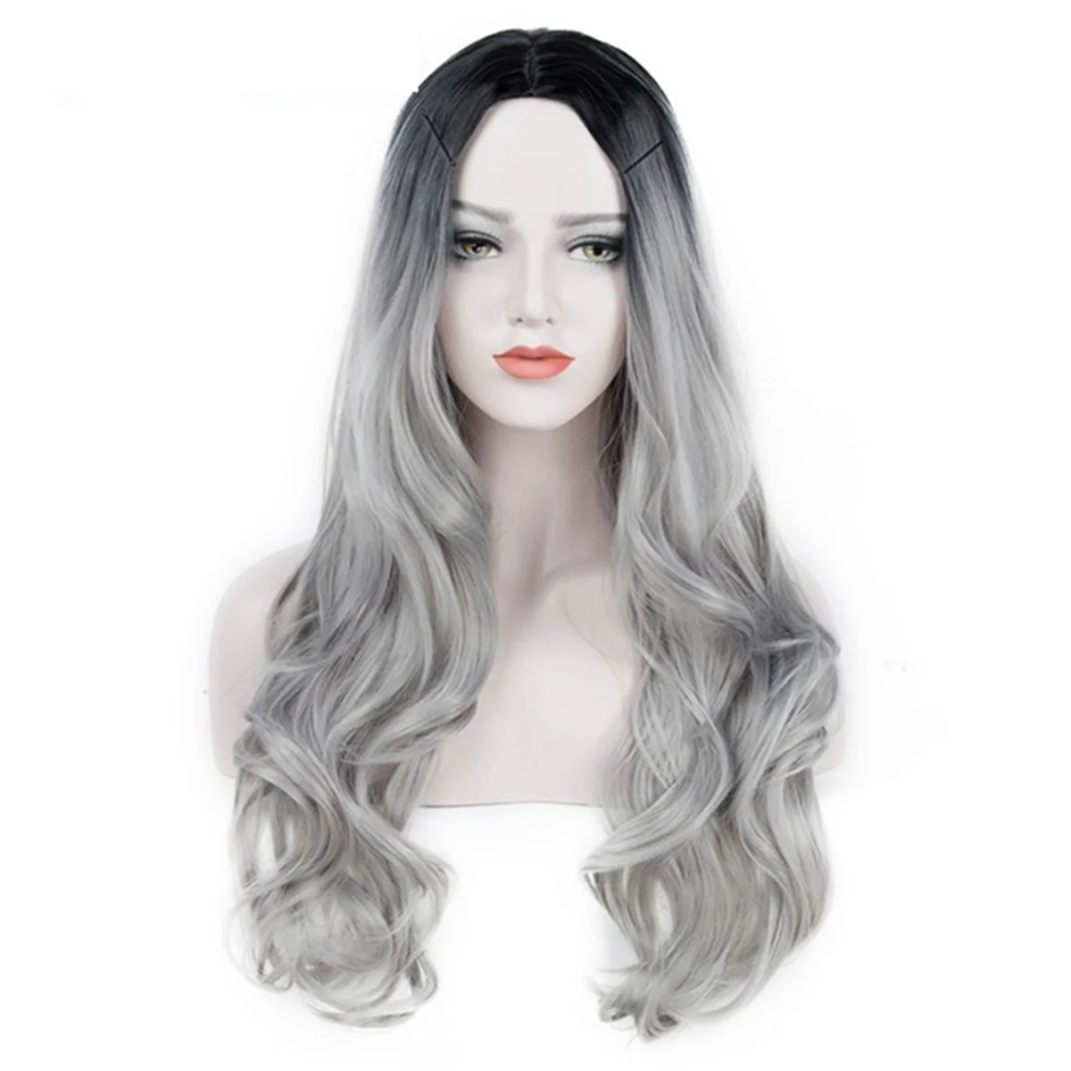 Natural Full Wigs Hair Long Wavy Synthetic Heat Resistant Ombre Wig for Women & Cosplay Costume