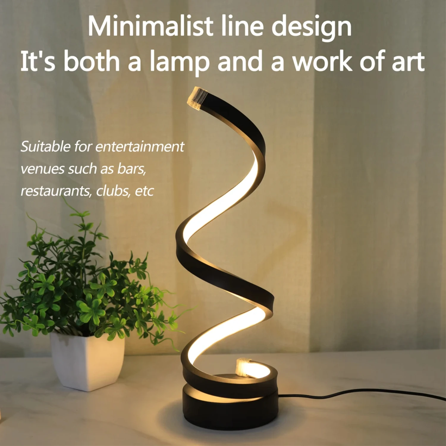 Enhance your space with this sleek, stylish minimalist spiral desk lamp. This lamp features wire-controlled LED ambient light av