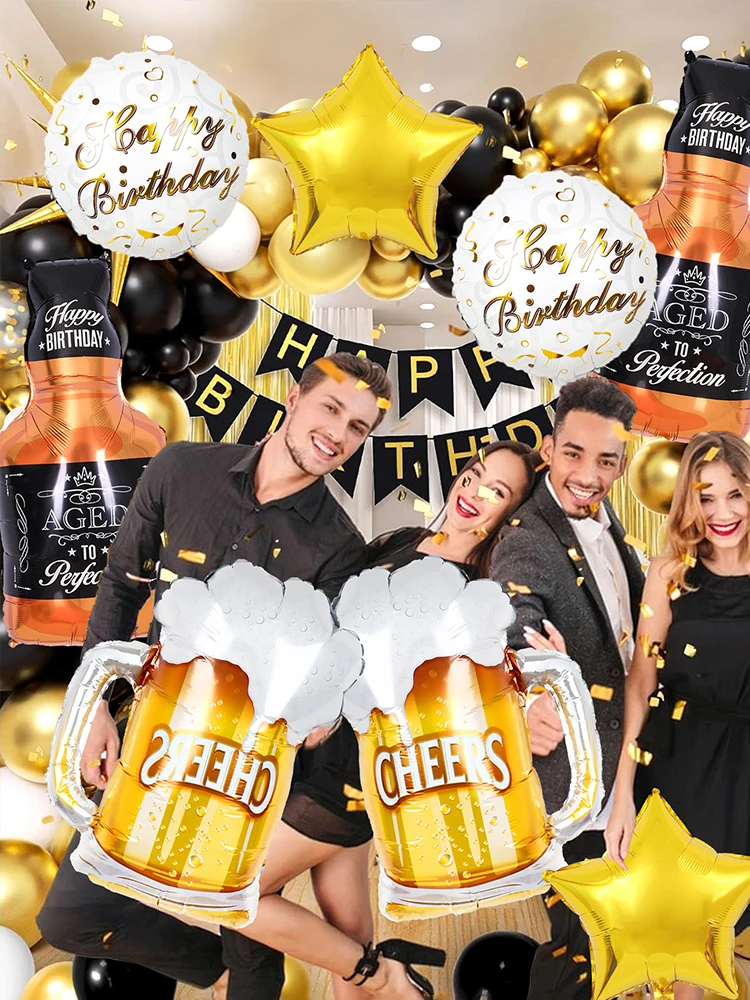 2/6 Stück Whiskey- und Bierflaschen-Ballons sowie Bierkrug-Ballons, Bier-Thema Geburtstagsfeier, Bar, Sommerparty – Detail 2