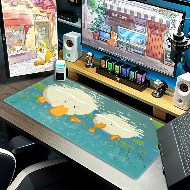 

Коврик для мыши с рисунком утки, большой размер, резиновая основа, противоскользящие аксессуары для ПК, настольные аксессуары, коврик для мыши для офиса и геймера, коврик для клавиатуры, декоративный коврик