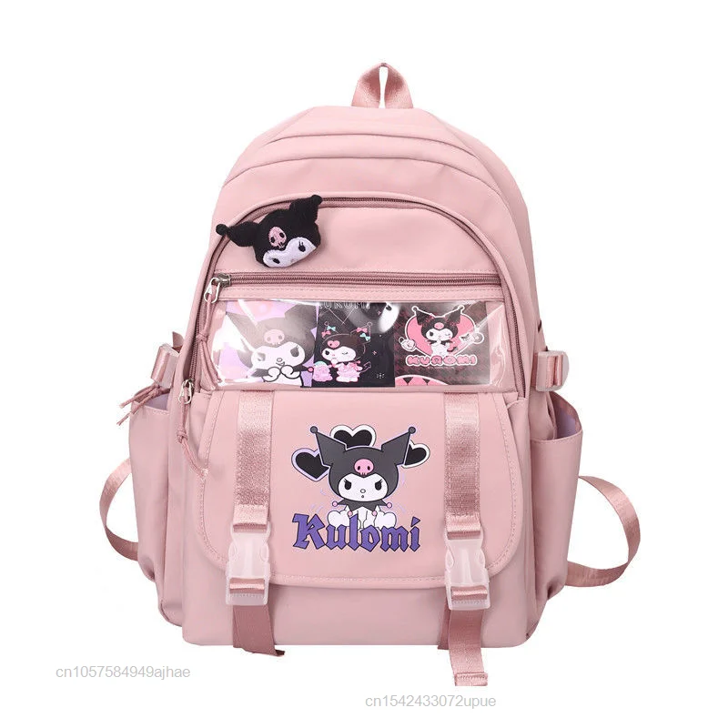 Sanrio กระเป๋าเป้สะพายหลังลายการ์ตูน Kuromi, กระเป๋าเป้สะพายหลังความจุมากกระเป๋าสำหรับเด็กผู้หญิงวัยรุ่นนักเรียนผู้หญิง MODE Korea กระเป๋าถือ Y2k เป้สะพายหลังสำหรับนักเรียน