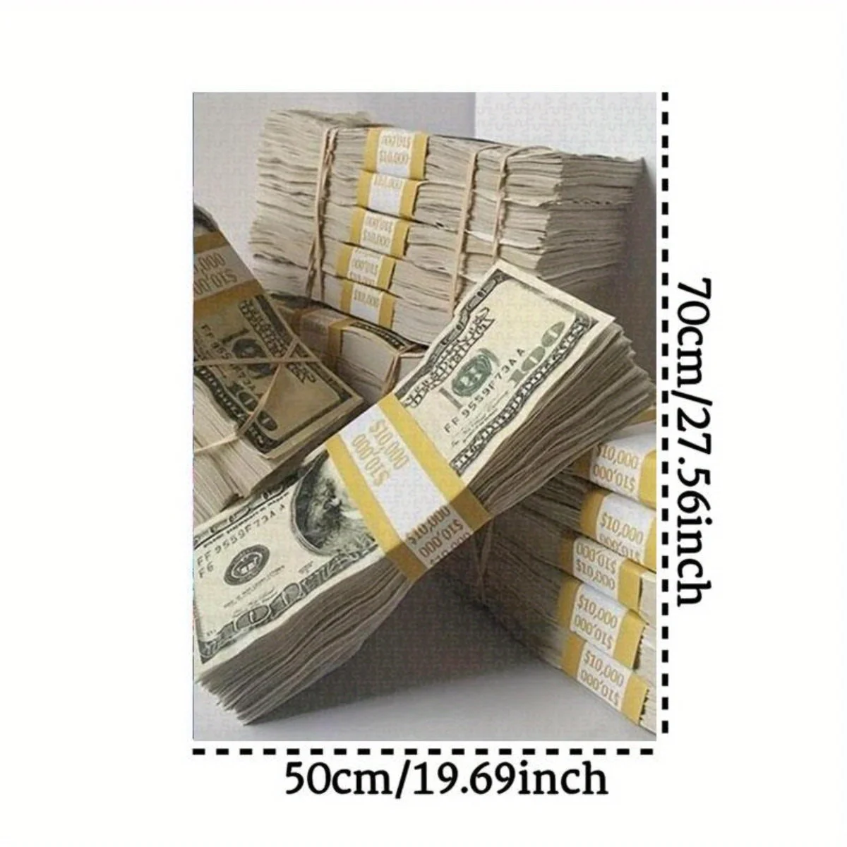 1,000pcs Jigsaw Puzzle - Realistic US Dollar Bills Stack with Golden Serial Numbers, Complex Money Puzzle for Adults - Challen