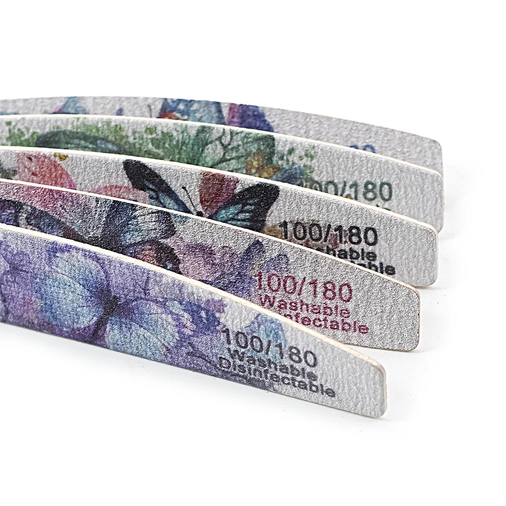 20 Pcs/Lot Professional Wooden Nail File Equipment Half Moon Printing Sandpaper Nails File Tool Grit 100/180 For Salon/Carpentry