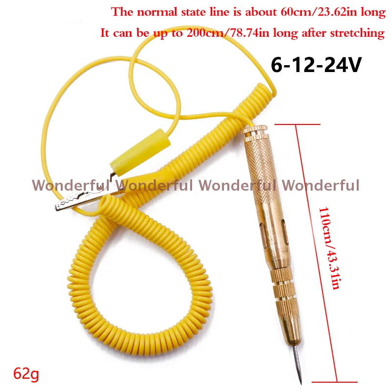 Probador de circuito de luz de coche, lámpara de prueba de voltaje, Detector de pluma, sonda, sistema de luz, herramientas de diagnóstico de prueba DC 6V 12V 24V cobre