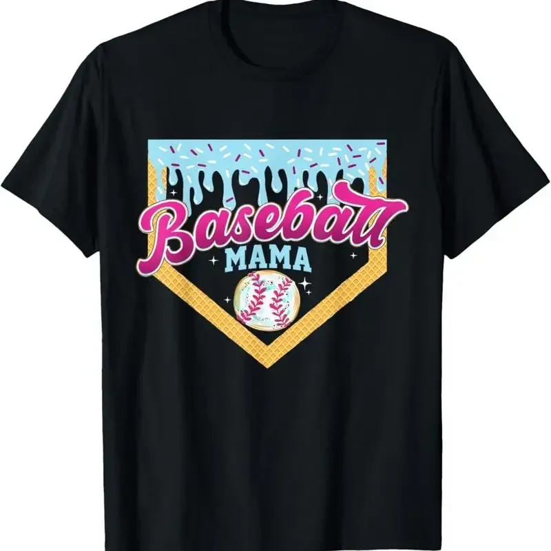 Baseball Mama Home Plate Ice Cream Drip Mom T Shirt