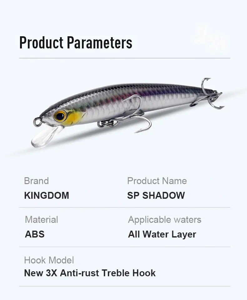KINGDOM SP Shadow Angelköder 6,5 g 9 g 14 g 14,2 g Suspending Minnow Wobbler Kurbelköder Künstlicher Seebarsch Hecht Angelgerät – Detail 6
