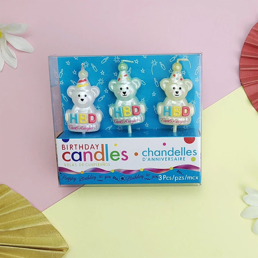 3PCS Cartoon Eis Geschenk Box Alles Gute Zum Geburtstag Bär Kerzen kinder Geburtstag Feier Indoor Kuchen Kerzen – Detail 10