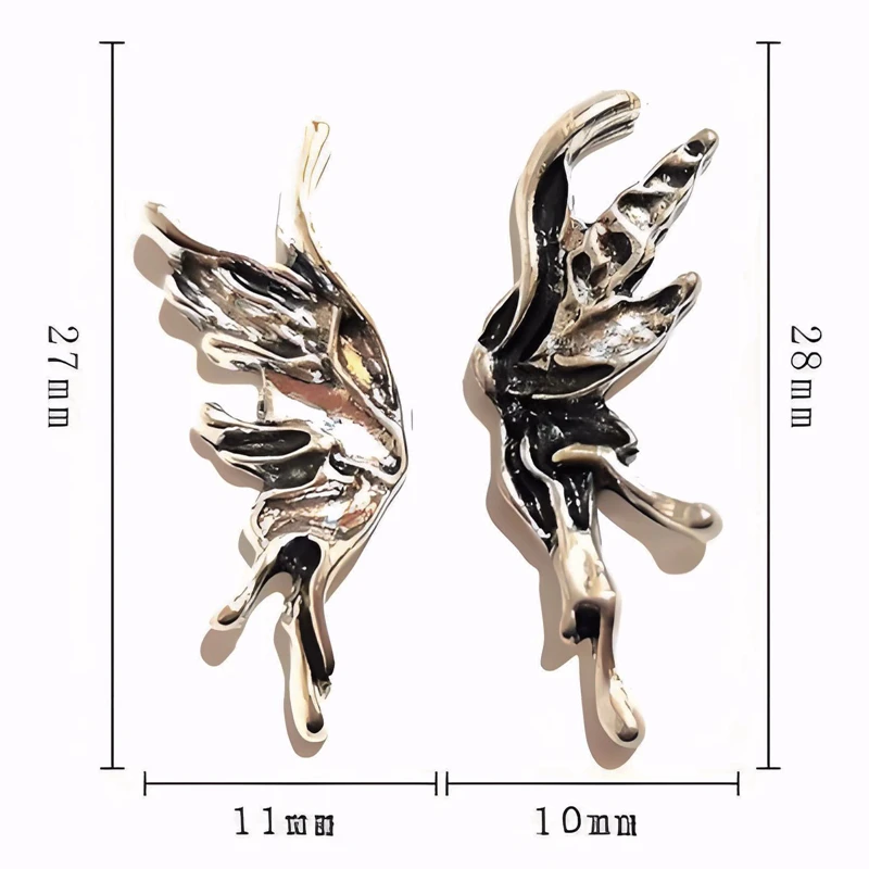 5 Pairs Alloy Feather Nail Art Charms Wings Accessories Parts Large Size Nails Decoration Supplies Material Manicure Design Tool