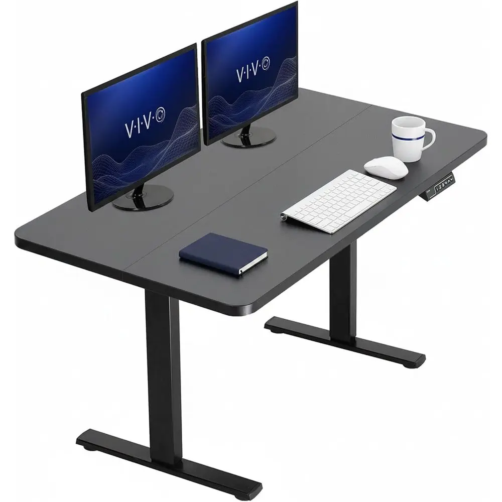Electric 43 x 24 in Standing Desk, Memory Height Adjusent, 1B Series, Holds 220 lbs, Black Top, Black e, DESK-1B4B