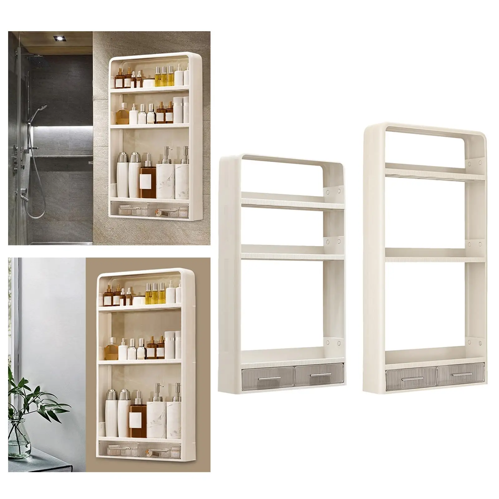 Shower Rack Makeup Wall Shelf with Drawers Toilet Shelf Organizer Wall Floating Shelves for Bedroom Kitchen Hotel Bathroom