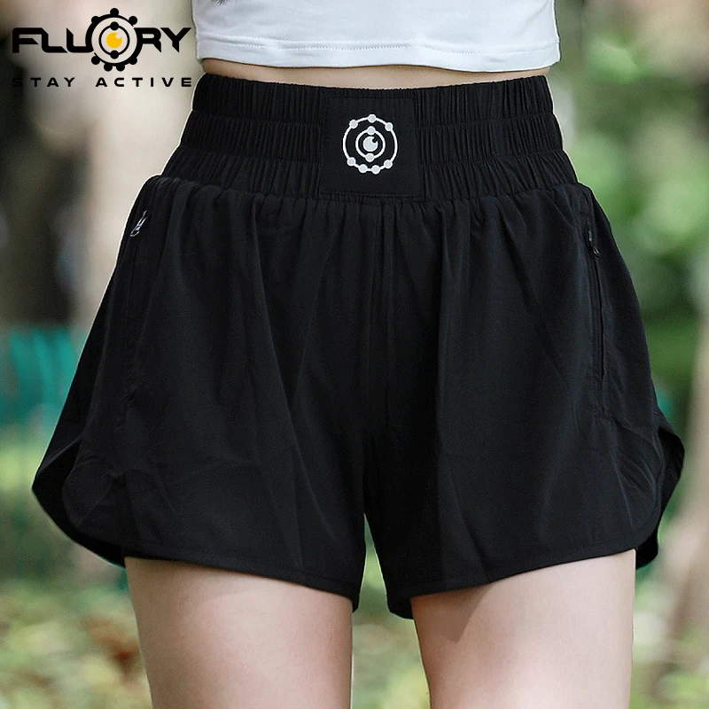 FLUORY 2025 New Women's High Waisted Yoga Shorts, Comfortable And Cool, With Micro Elastic Pockets On Both Sides, Sports Shorts