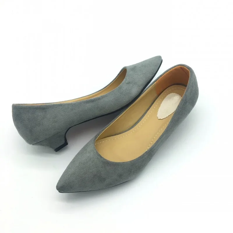 CEYANEAO  Sexy Women Low Heel Pumps Spring Autumn Flock Plain Shallow Slip On Female Pumps Shoes Ladies Casual Single Shoes