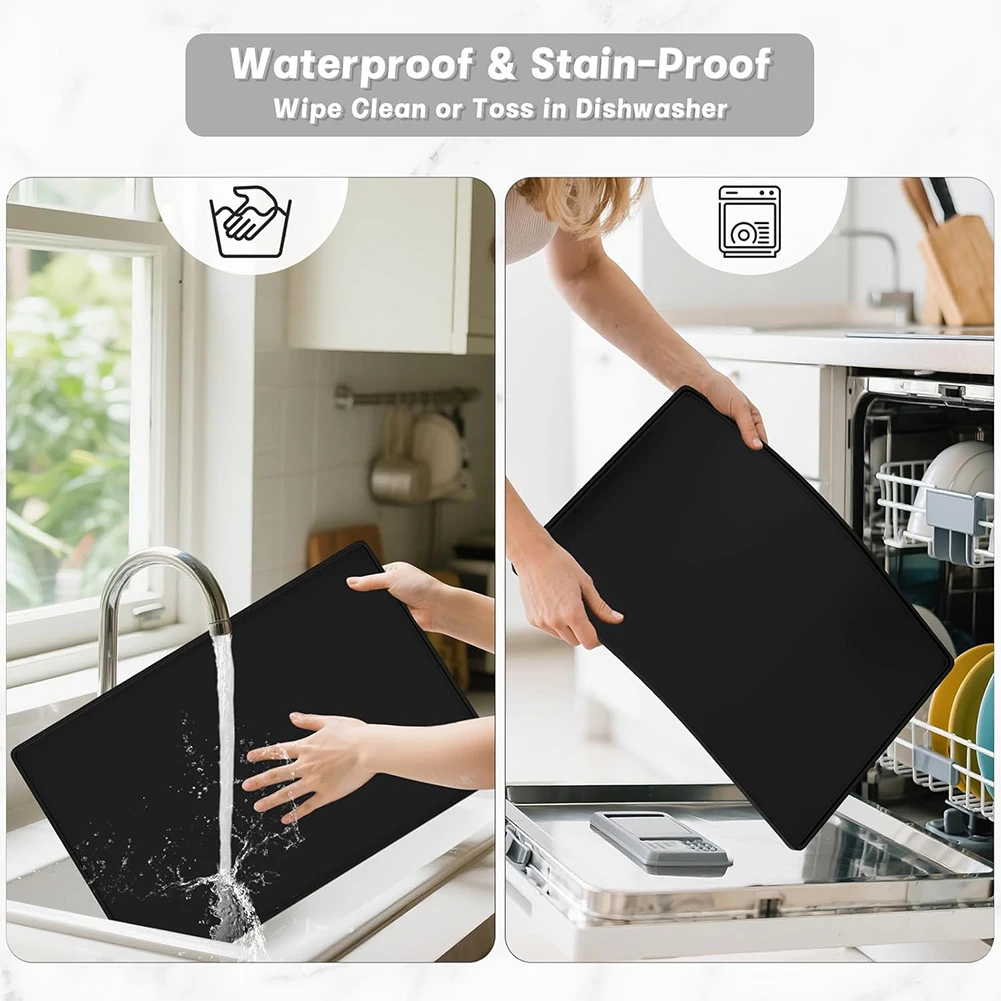 Silikonowa podkładka pod kawę antypoślizgowa pogrubiona mata do suszenia naczyń odporna na ciepło silikonowa tacka podkładka pod ekspres do kawy