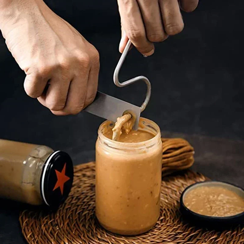 Mezclador de mantequilla de maní con raspador, herramienta de cocina multiusos para mezclar mermelada de mantequilla de almendras, 1 ud.