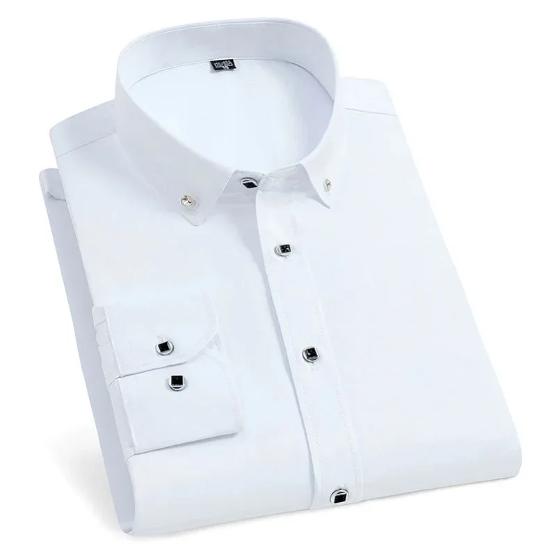 Mens French Cufflinks Shirt Spring Autumn Long Sleeve Casual Solid Male Brand Shirts Slim Fit Cuff Dress Shirts Clothing KOACUS