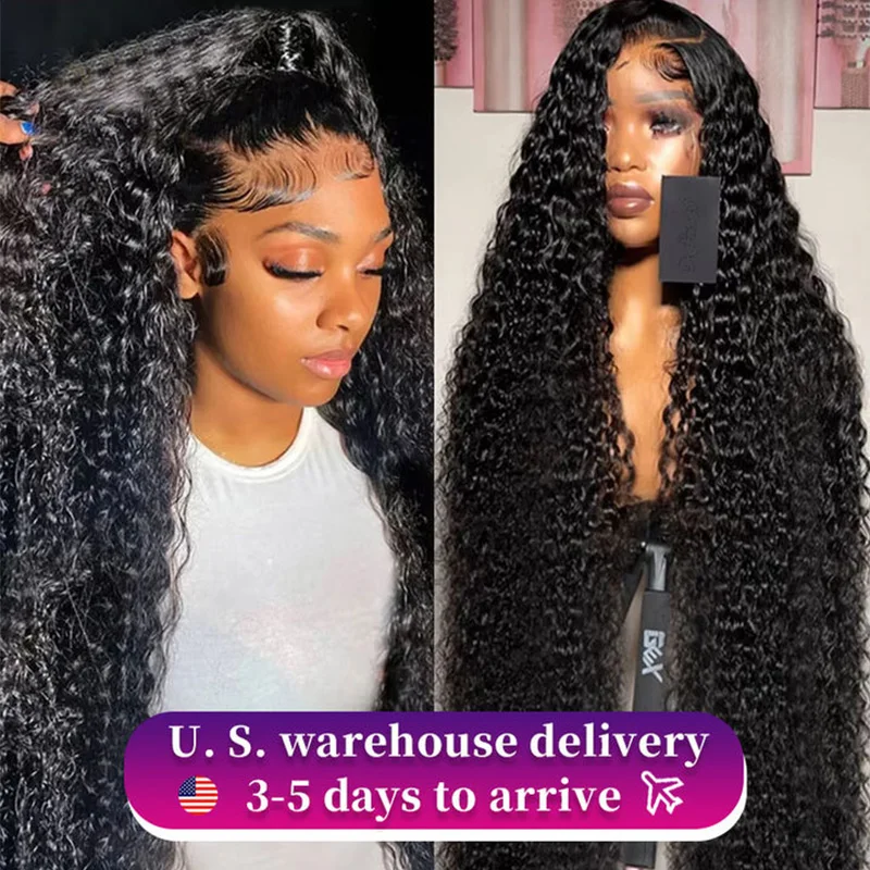 34 Inch Deep Wave Frontal Wig Transparent 13x4 13x6 HD Lace Frontal Human Hair Wigs Curly Human Hair Lace Frontal Wigs For Women