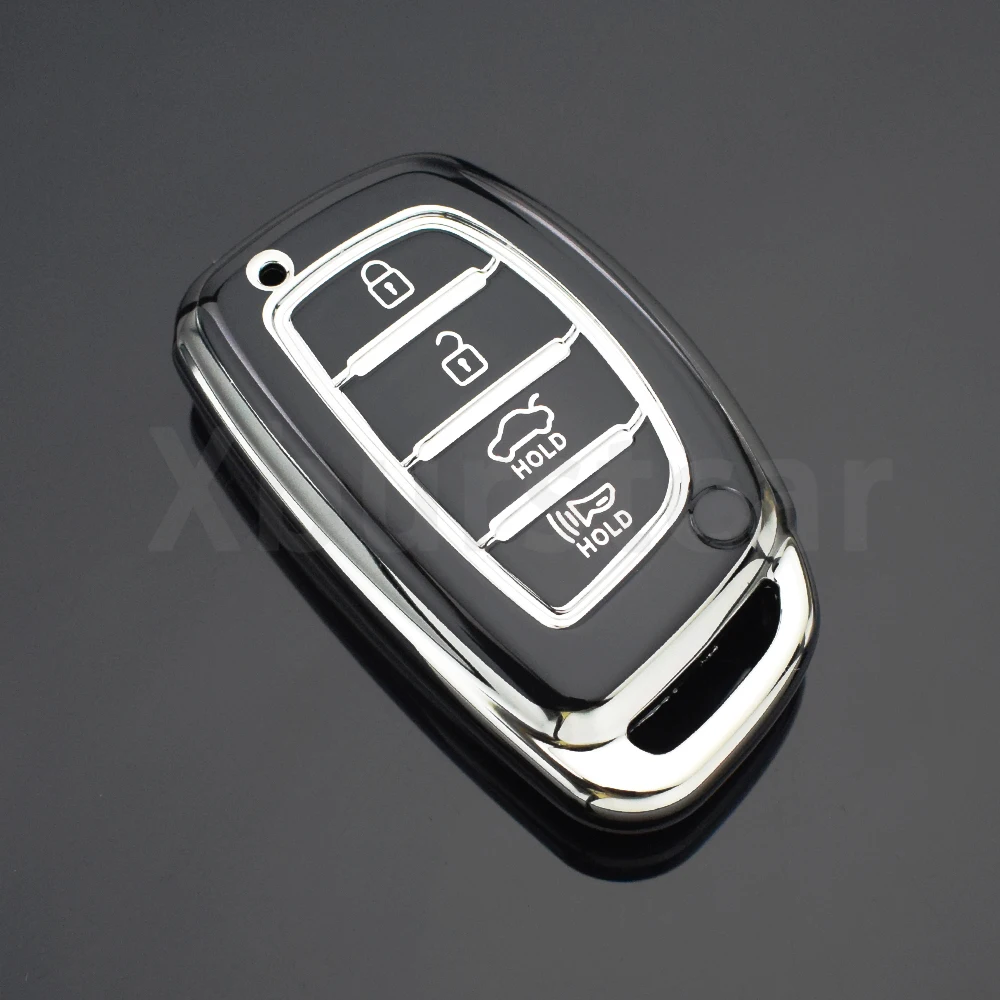 4 Buttons TPU Car Key Case Cover for Hyundai Tucson Santa Fe Rena Sonata Elantra Creta Ix35 Ix45 I10 I30 I40 Auto Shell Fob