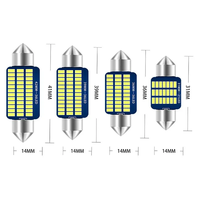 Lampu Interior mobil LED, C5W LED 31 36 39 41mm 4014 CIP LED Canbus C10W LED Interior lampu baca lampu kubah 12v 10 buah