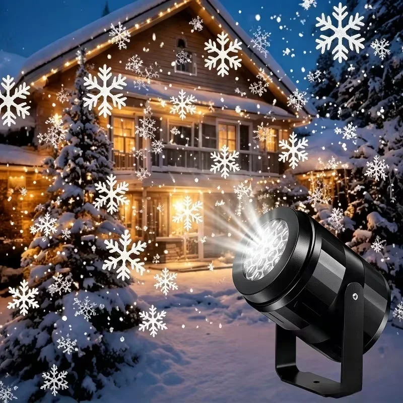 Snowflake Dynamic Rotating Projection Light USB Powered LED Laser Stage Light for Indoor Holiday Party Christmas Decor Gifts