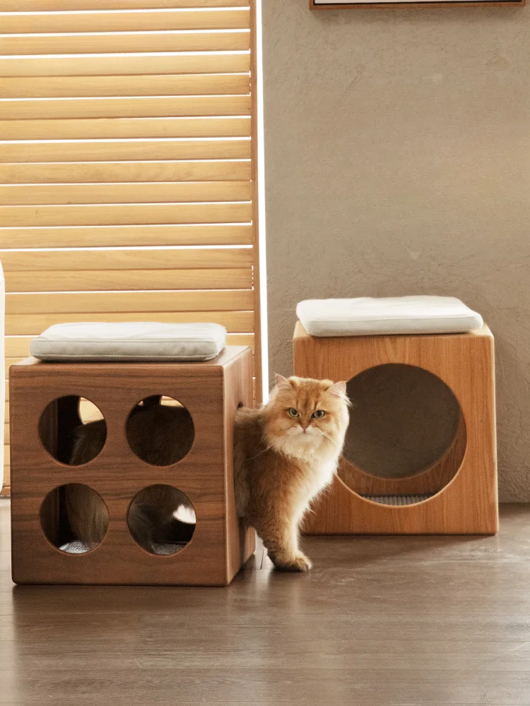 

Cat Nest Solid Wood Four Seasons Universal Pet Furniture Cat Stool Human Pet Shared Cat Bedside Table