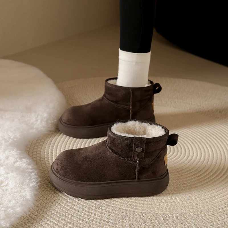 

Fur All-in-one Snow Boots Women's Non-slip and Waterproof Platform Sole Plus Fleece and Thickening Warm Northeast Cotton Shoes