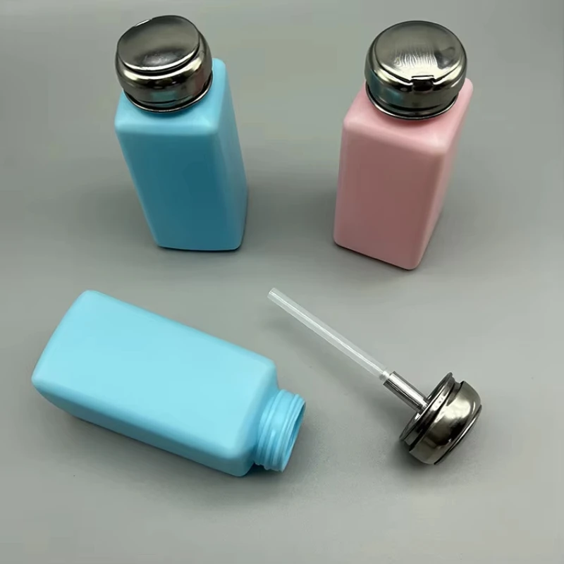 100/250ML Empty Nail Polish Remover Bottle Liquid Alcohol Portable Dispenser Containers Press Pump Refillable Sample Bottles