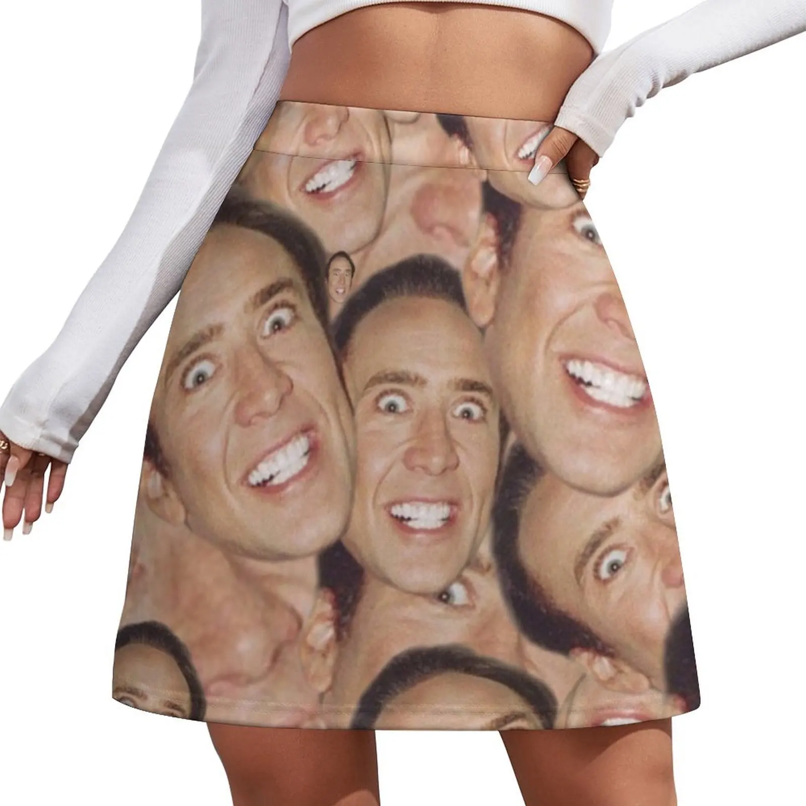 

Мини-юбка с дизайном коллажа лица Николаса Кейджа, женская, 2026, сексуальная короткая мини-юбка