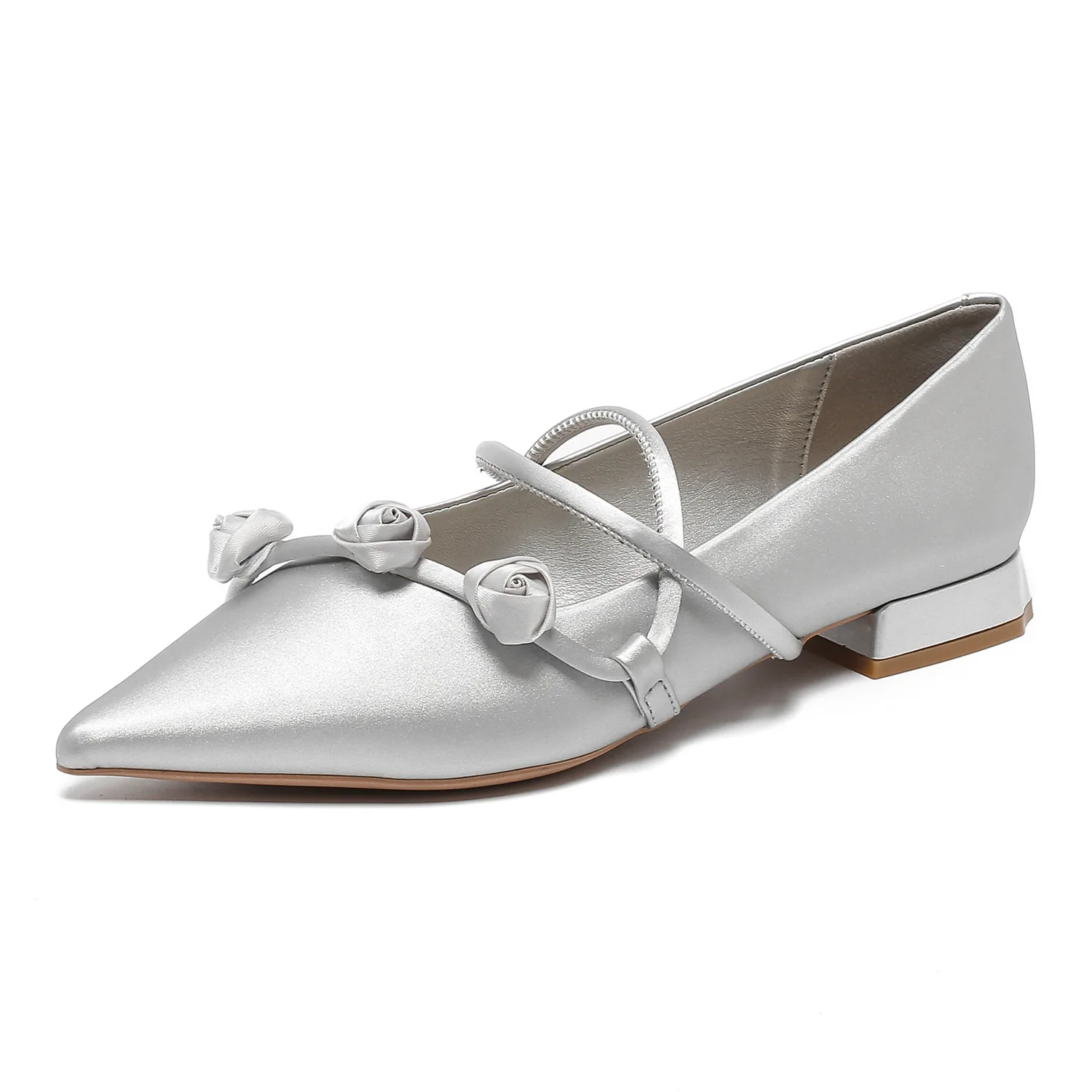 

Flat shoes, women's thick heel, new pointed Mary Jane shoes, French shallow mouth flower single shoes