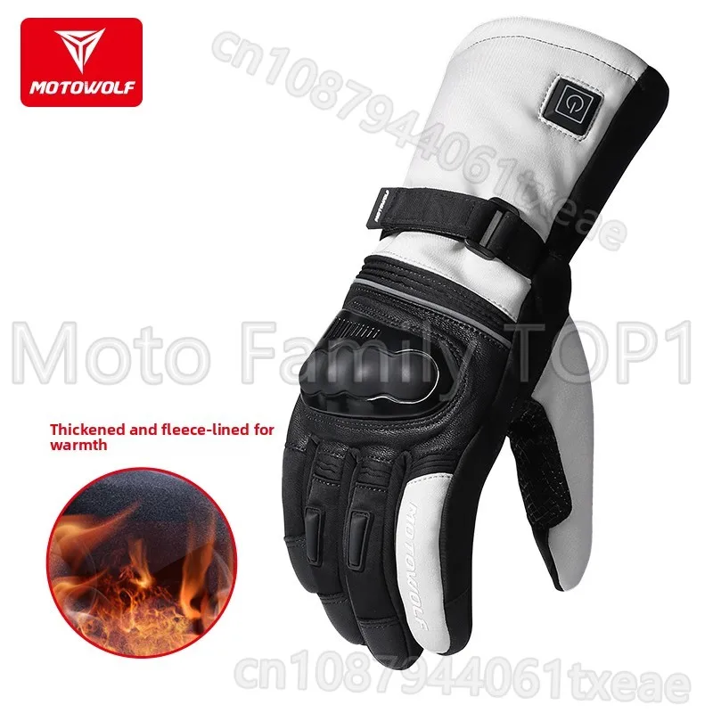 Motowolf electric motorcycle electric heating gloves men's piled thickened warm waterproof windproof winter locomotive riding