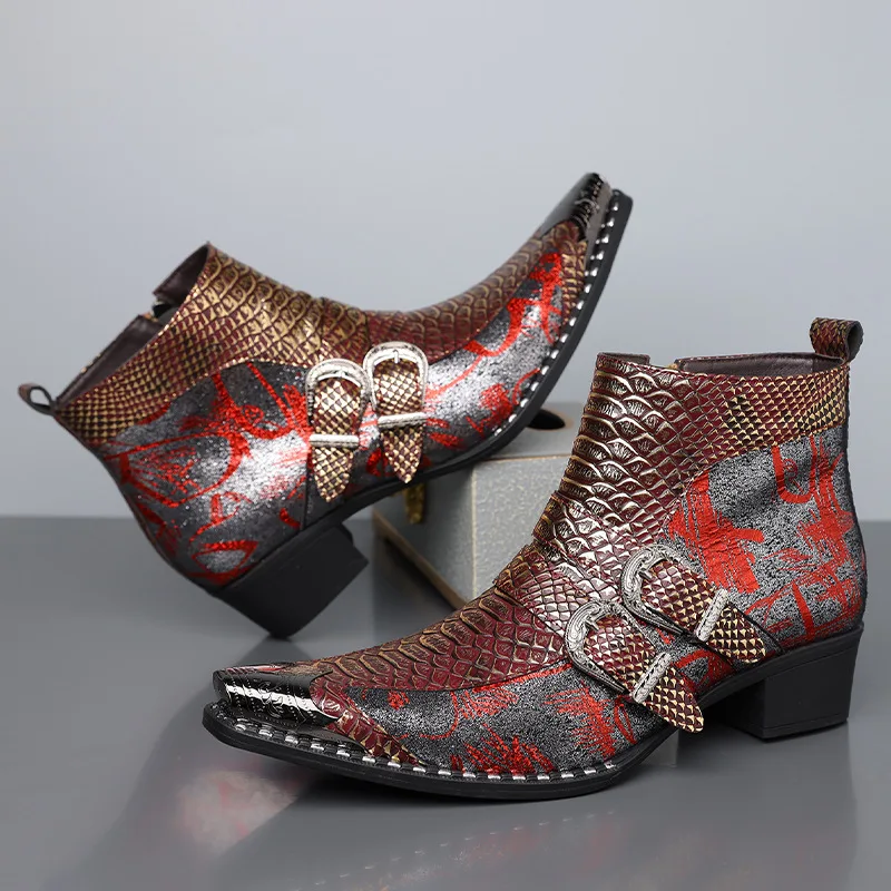 Men's 2026 Retro Cowboy Leather Ankle Boots Height Increase Pull-On Chelsea Short Boots Plus Size47 48  Luxury Designer Shoes