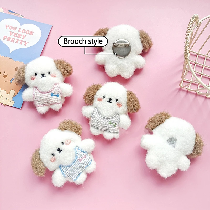 Cartoon Cute Plush Puppy Doll Children Brooch DIY Doll Badge Clothing Pins Accessories Backpack Decoration Accessories Gifts