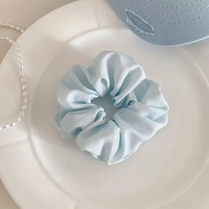 2pcs Korean Blue Polka Dots Scrunchies Large Intestine Headbands Women Luxury Hair Ropes Ties Lazy Style Hair Bundles Headwear