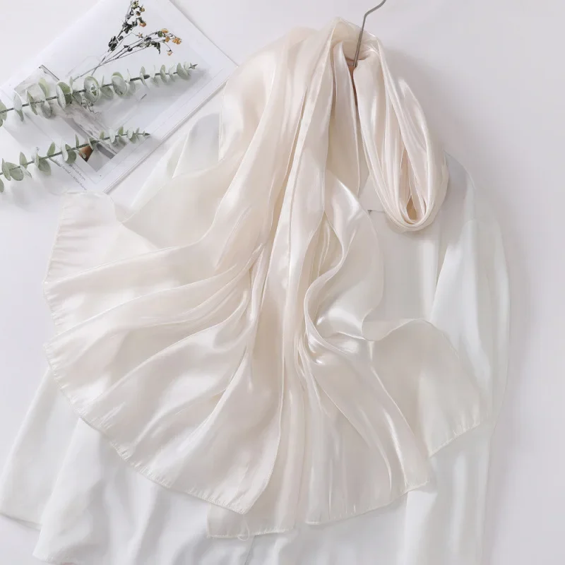 70*200cm Organza Silk Scarf for Women, Shiny and Elegant Solid Color Headscarf