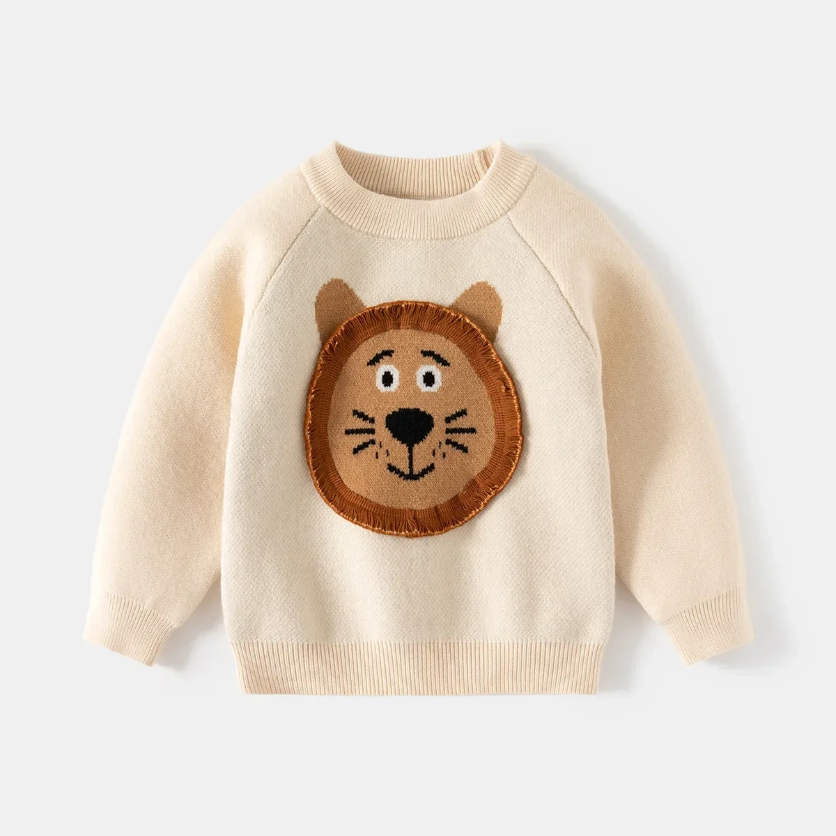 

New Autumn Winter Baby Boys Warm Pullover Sweater Kids Cartoon Lion Pattern Knitwear Sweaters Tops Children Casual Clothing