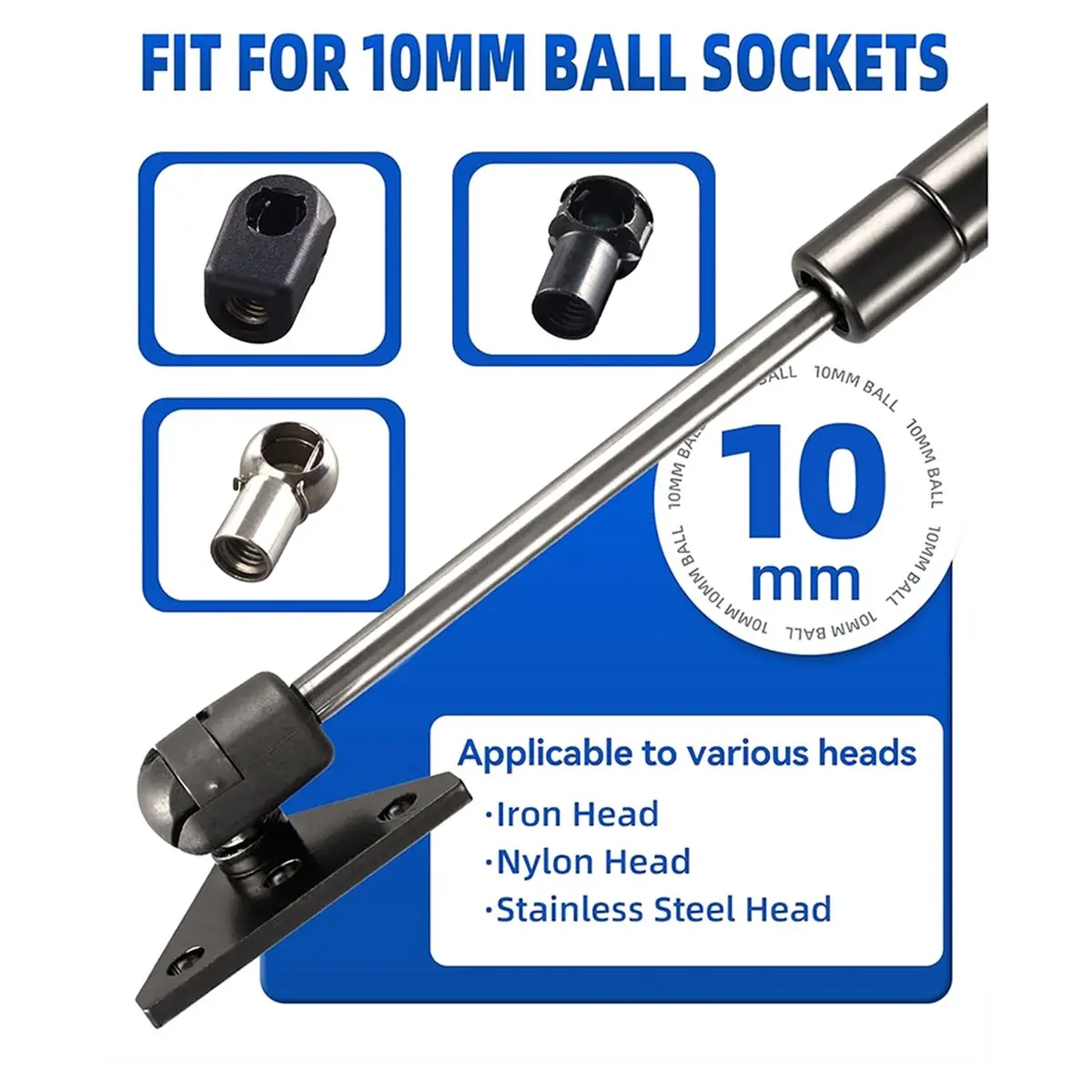 ABNQ 10MM Ball Stud Mounting Bracket, 4PCS Universal Gas Strut Mounts for RV Door Lift Supports Shocks Spring
