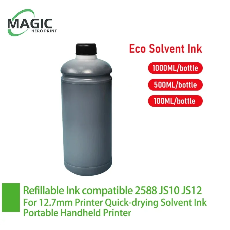 

100/500/1000ML Refillable Ink compatible 2588 JS10 JS12 for 12.7mm Printer Quick-drying Solvent Ink Portable Handheld Printer