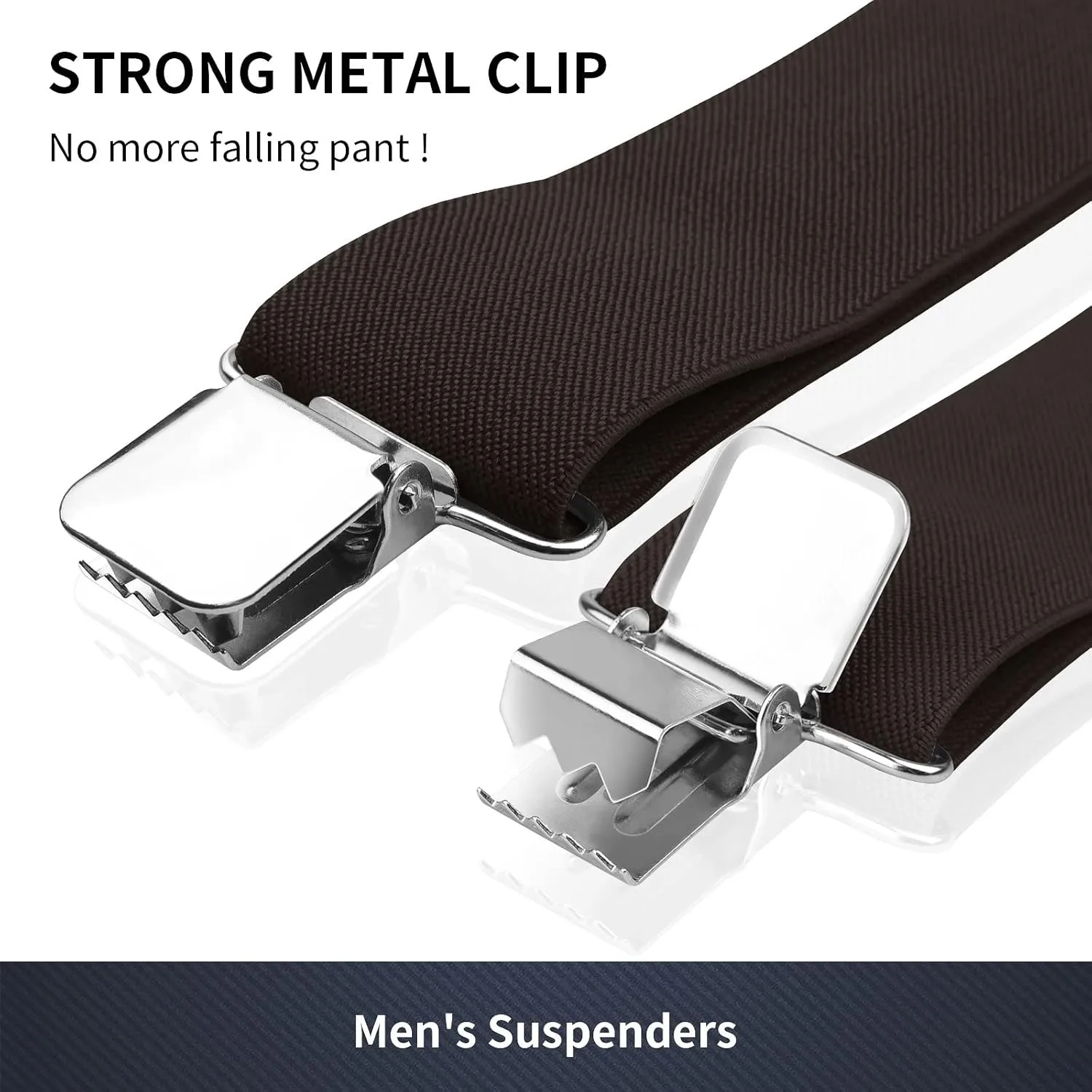 Hosenträger für Herren, Hosenträger mit starken 5,1 cm breiten, 4 Clips, robust, für Herren, hochelastisch, verstellbare Hosenträger im X-Stil – Detail 39