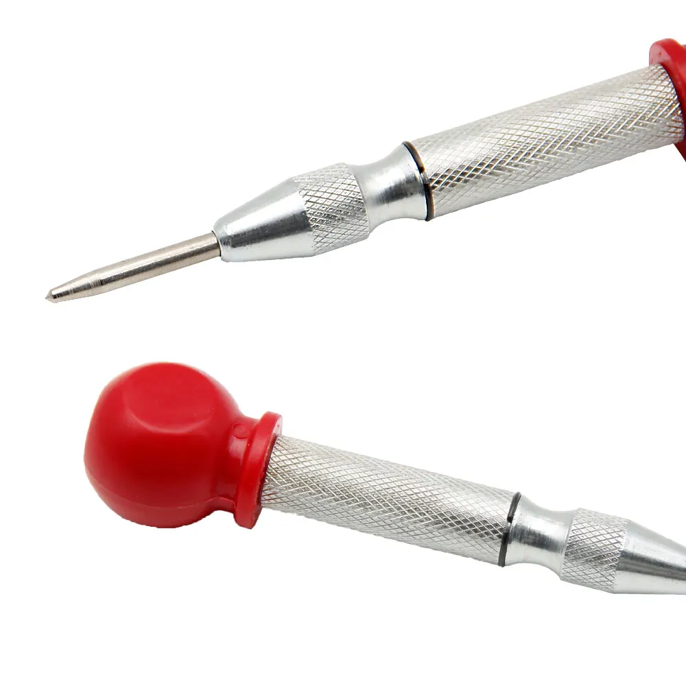 Silver Automatic Spring Loaded Center Punch Drill Bit Glass Breaker Window Puncher Eyelet Tool