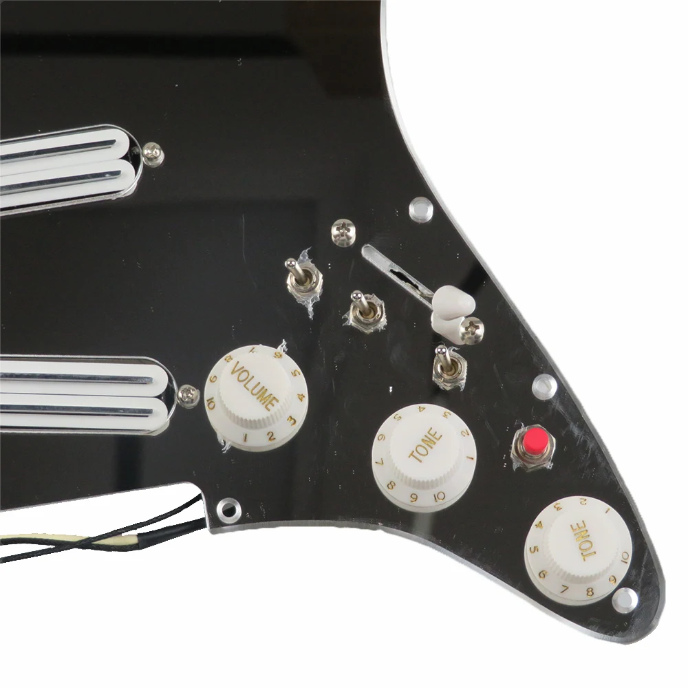 Pastilla de golpeador precableada blanca con espejo plateado, pastilla Humbucker doble, mini arnés funcional de corte único