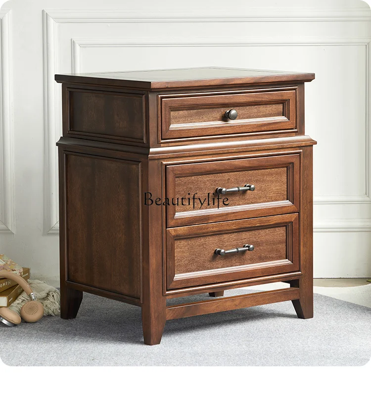 

4Simple American walnut all solid wood bedside table bedroom furniture locker