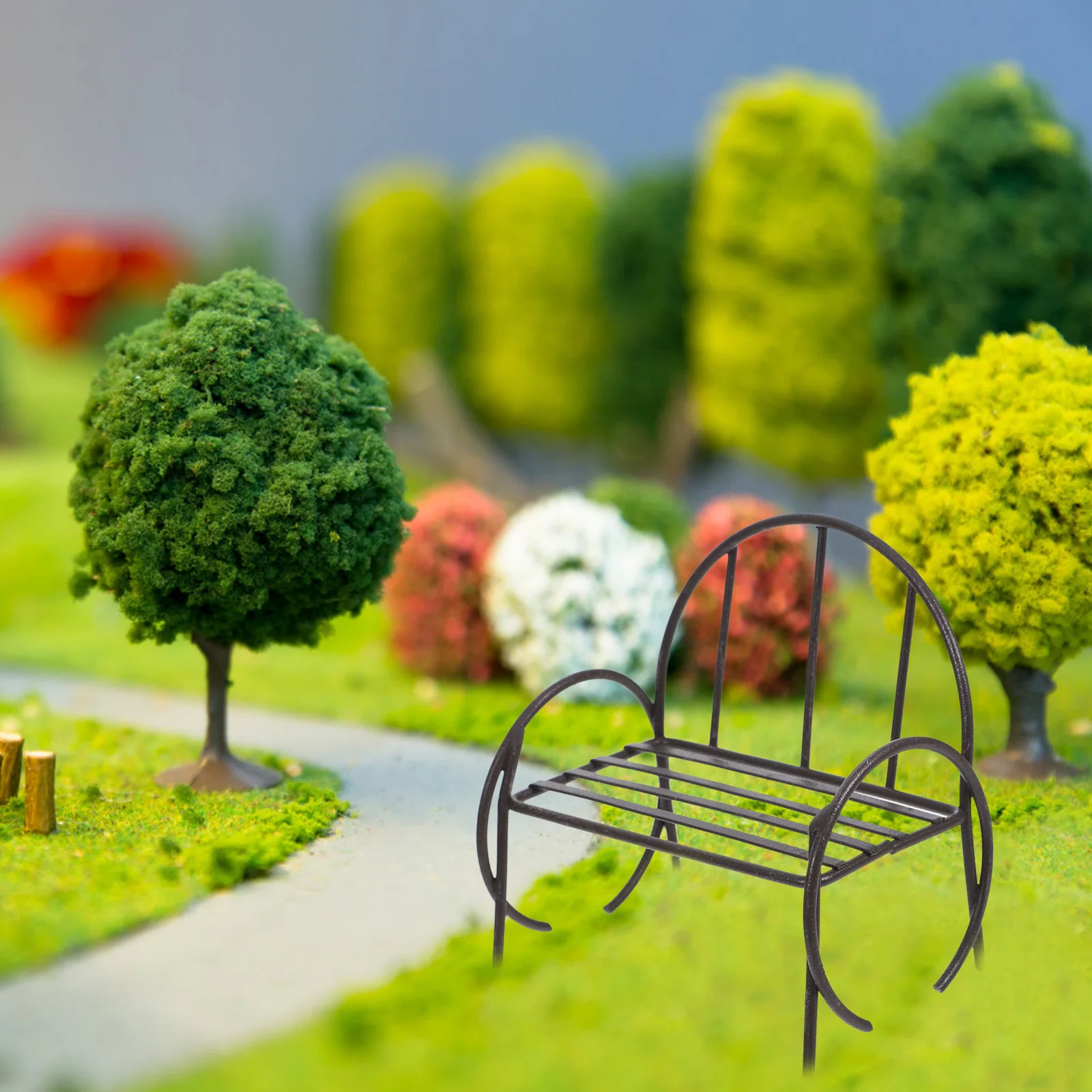 2 قطعة زخرفة مقعد الحديقة المصغرة مصممة بشكل رائع للمنزل طاولة الرمل المشهد الصغير حديقة ديكور أثاث المنزل الصغير #5