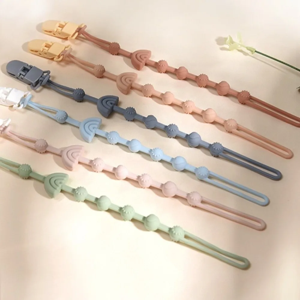 Cute BPA Free Silicone Pacifier Chain Anti-Lost Universal Fit Dummy Chain Solid Color Baby Pacifier Clip Newborn Infant Baby