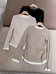 Autumn B*C Women's Wool Long-sleeved Bottoming Shirt Soft Comfortable T-shirt Pullover Top