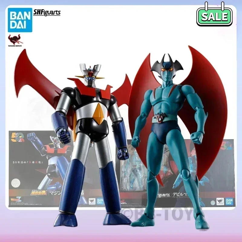 In Stock BB SHF Original Bandai 50th Anniversary Mazinger Z Vs Devilman Action Figure Genuine Anime Model Toys Collection