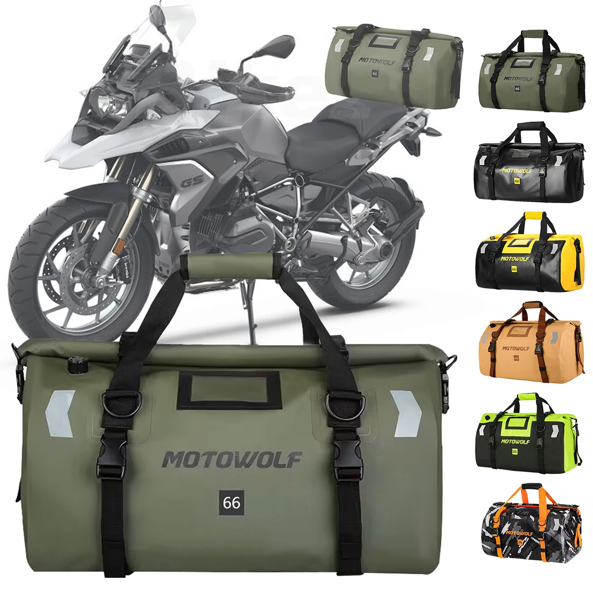 40L 66L Motorcycle Dry Bag Waterproof Motorbike Back Seat Bags Travel Outdoor Duffle Luggage Roll Pack Shoulder Backpack handbag