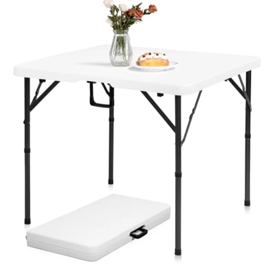 

34 Folding Card Table Square Foldable Plastic Portable Table with Detachable Legs Dual Height Adjustable Heavy-Duty Indoor Outd