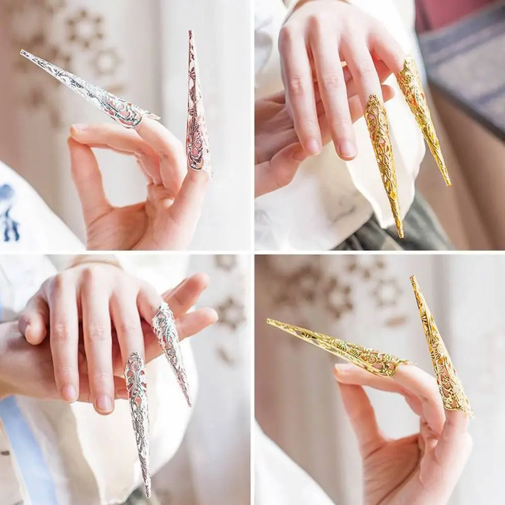 10Pcs Exquisite Peacock Dance Prop False Nail Finger Nail Tip Finger Jewelry Dance False Nail